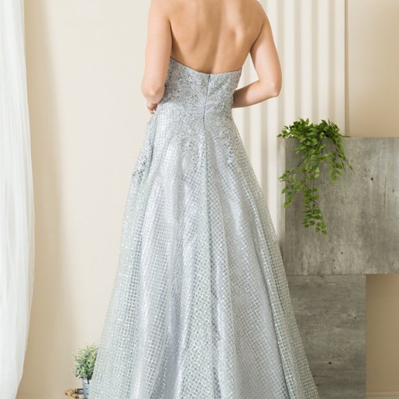 Deep V-Neck Floral Less Long Dress ACR011 - Picture 3 of 4